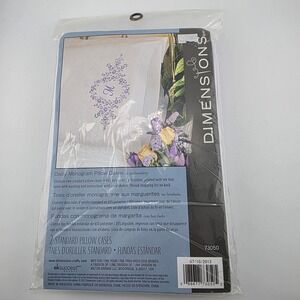 Vintage Dimensions Daisy Monogram Pillow Cases Embroidery Kit Standard Size